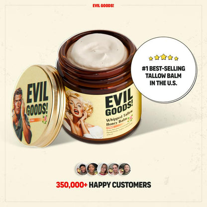 EVIL GOODS! Whipped Beef Tallow & Manuka Honey Organic Nourishing Face Cream Moisturizer Body Lotion Skin Care Lip Balm Hydrating Moisturizing 100% Natural Ingredients - Oil